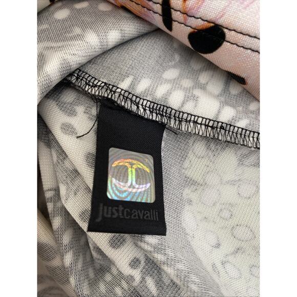 Just Cavalli Dress U Neck Sleeveless Fish Orchid Print Sheath racerback 38 2 XS - Picture 8 of 10